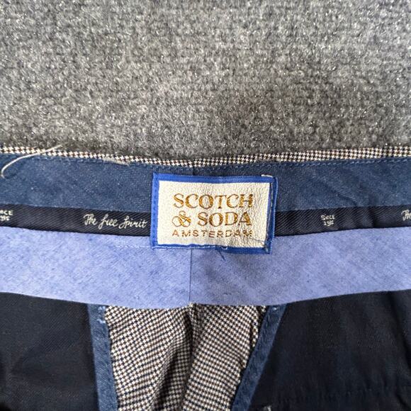 Scotch‎ & Soda Flat Front Dress Pants Mens 33/32 Gray Slim Fit Houndstooth Chino - Picture 3 of 10